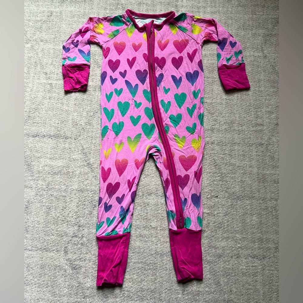 Little Sleepies Ombré Hearts Bamboo Zippy Pajamas (3-6 months)